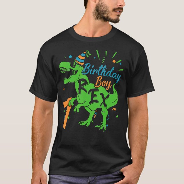 Camiseta Feliz cumpleaños niño de 7 años Dinosaurio diverti (Anverso)