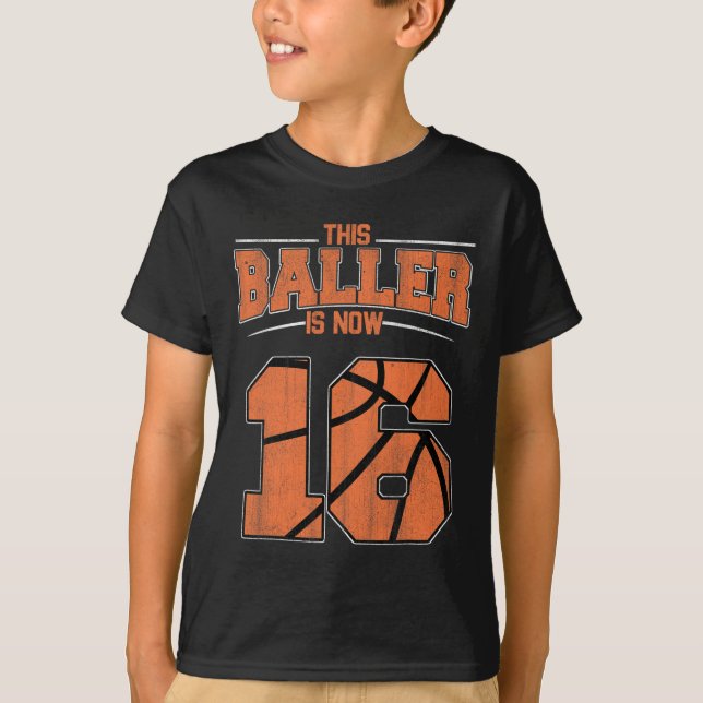 Camiseta Feliz cumpleaños niños de 16 años de básquetbol di (Anverso)