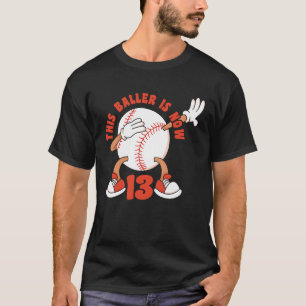 Camiseta Feliz cumpleaños número 13 de béisbol de 13 años