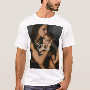 Camiseta Feliz cumpleaños número 2 niños bebé madre amarill