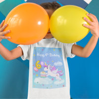 Feliz cumpleaños número 6 Unicornio con pastel de 