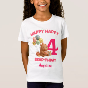 Camiseta FELIZ CUMPLEAÑOS OSO DE PELUCHE 4º Cumpleaños