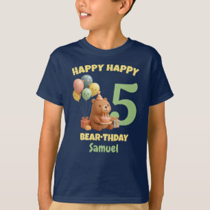 Camiseta Feliz cumpleaños OSO personalizado Teddy Bear 5 cu