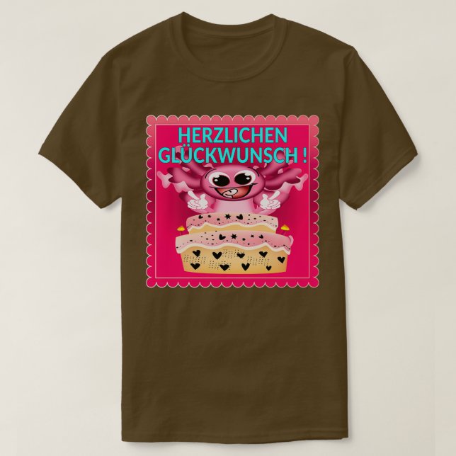 Camiseta Feliz cumpleaños Pastel Axolotl 1 (Diseño del anverso)