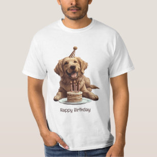 Camiseta Feliz cumpleaños, perro de la recuperación de oro