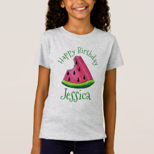 Camiseta Feliz cumpleaños Pink Watermelon Slice Fruit Picni