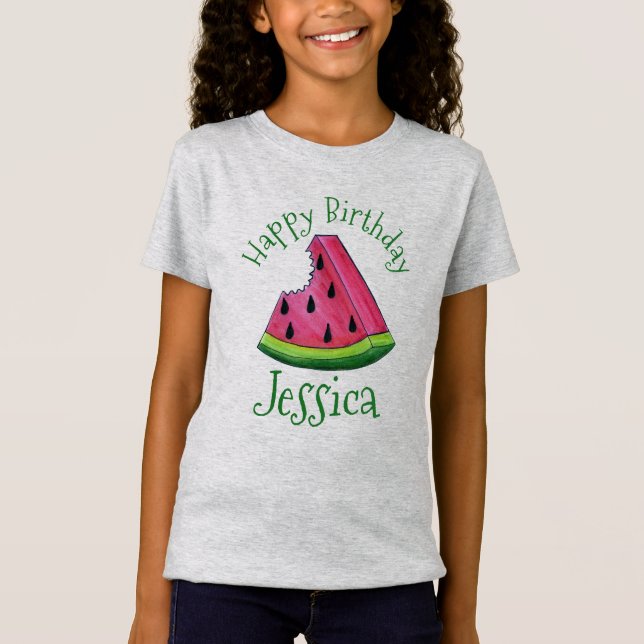 Camiseta Feliz cumpleaños Pink Watermelon Slice Fruit Picni (Anverso)