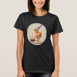 Camiseta Feliz Cumpleaños Pollito con Sombrero de Fiesta pa