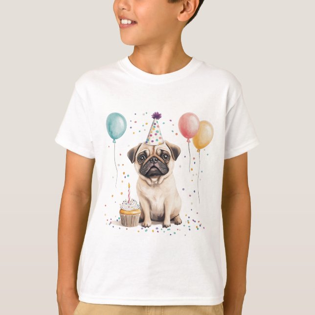 Camiseta Feliz Cumpleaños Pug Perro (Anverso)