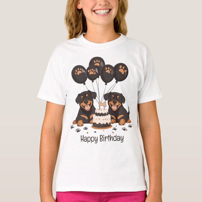 Camiseta Feliz cumpleaños Rottweiler Dogs (Anverso)