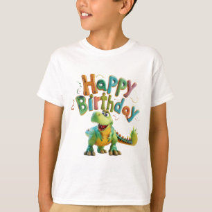 Camiseta Feliz Cumpleaños Saludo de Dinosaurio - Fiesta de 