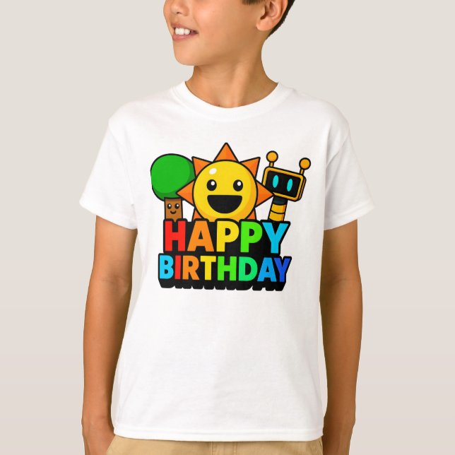 Camiseta Feliz Cumpleaños Sprunki - Árbol Sol Funbot (Anverso)