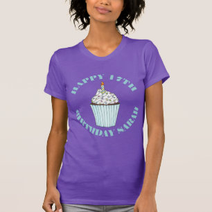 Camiseta Feliz cumpleaños, torta azul rociada con espolvore