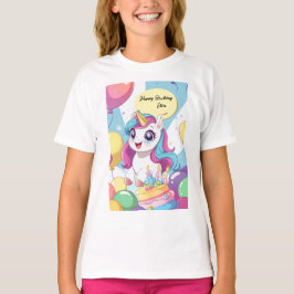 Camiseta Feliz cumpleaños Unicornio con tu nombre de person