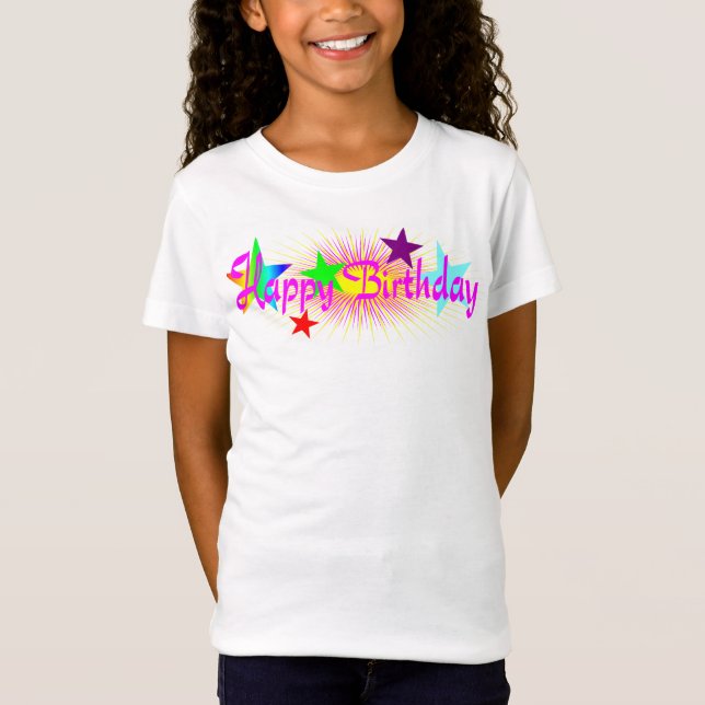 Camiseta Feliz cumpleaños y estrellas - (Anverso)