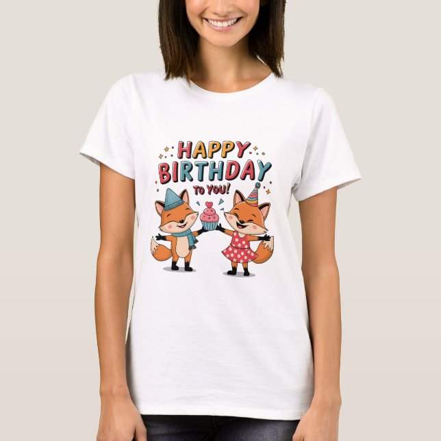 Camiseta Feliz Cumpleaños Zorros (Anverso)