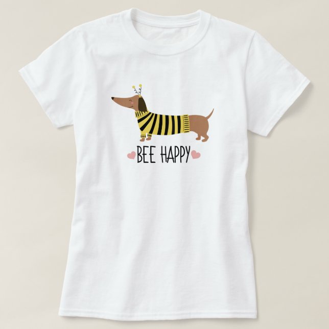 Camiseta Feliz Dachshund Bumblebee T-Shirt (Diseño del anverso)
