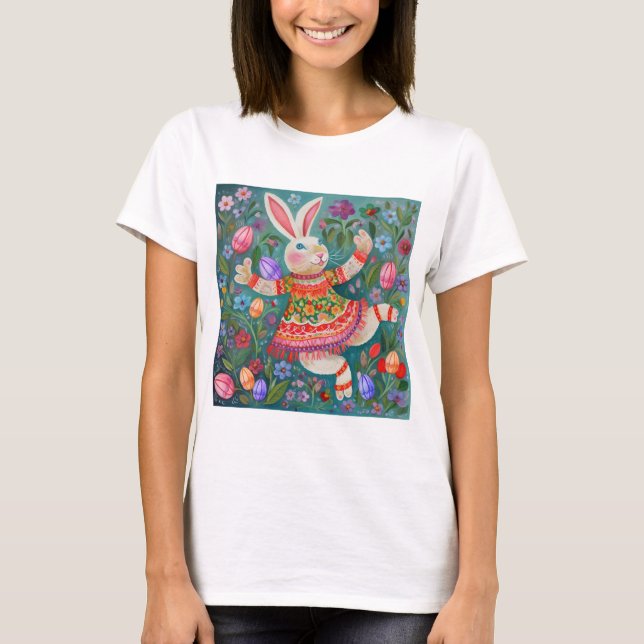 Camiseta Feliz Danza Conejo de Pascua (Anverso)