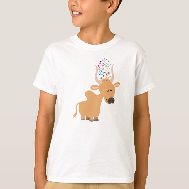 Camiseta feliz de Brahman Cow para niños (Anverso)
