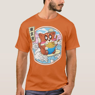 Camiseta Feliz De Comer Ramen Surfing Japonés Wave Anime