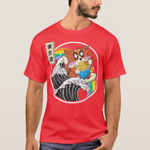 Camiseta Feliz De Comer Ramen Surfing Kanagawa Wave Cute K