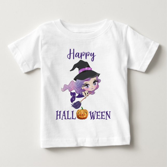Camiseta feliz de Halloween Chica bebé camiseta de (Anverso)