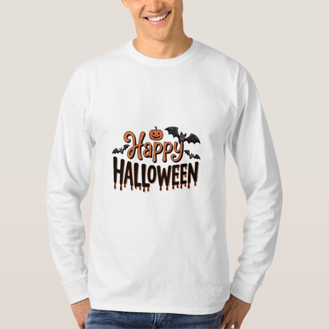 Camiseta feliz de Halloween con calabaza (Anverso)