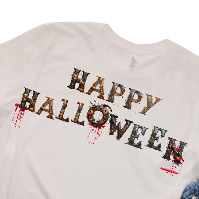 Camiseta feliz de Halloween de Posh Little Finds (Image will appear smaller on toddler's shirt as toddler's shirt is smaller.)