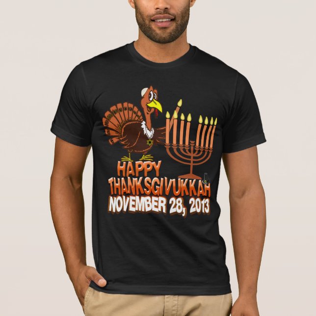 Camiseta feliz de Jánuca de la acción de gracias (Anverso)