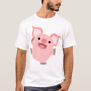 Camiseta feliz de los niños del cerdo del dibujo