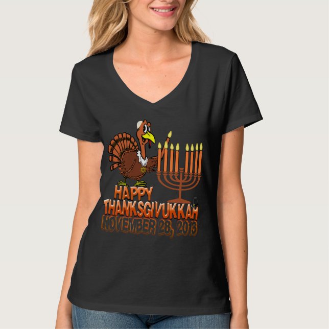 Camiseta feliz de Thanksgivukkah - de Thankgiving (Anverso)