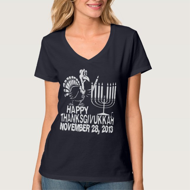 Camiseta feliz de Thanksgivukkah Thankgiving (Anverso)