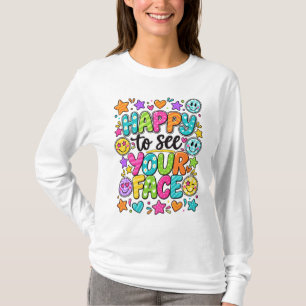 Camiseta Feliz De Ver Tu Cara Colorida Cita Sonriente