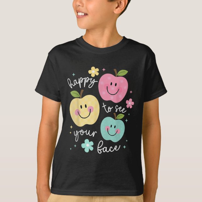 Camiseta Feliz De Ver Tu Cara Groovy Sonríe A Profesora (Anverso)