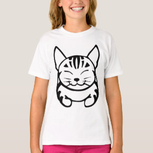 Camiseta feliz del gato de los chicas (tabby