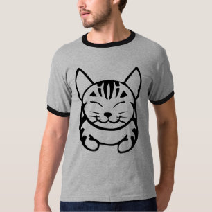Camiseta feliz del gato de los hombres (tabby