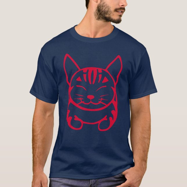 Camiseta feliz del gato de los hombres (tabby (Anverso)