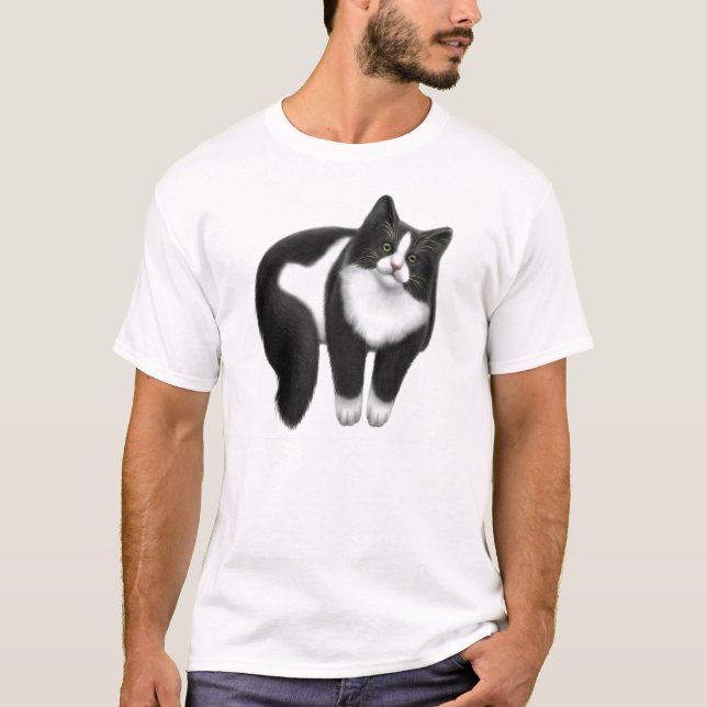 Camiseta feliz del gato del smoking (Anverso)