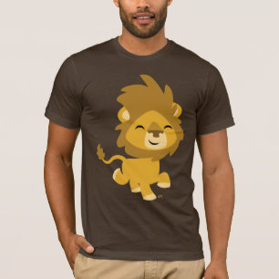 Camiseta feliz del león del dibujo animado