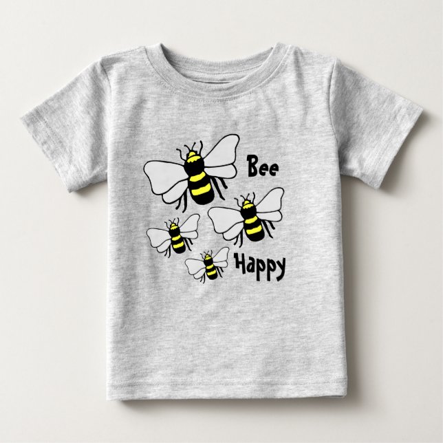 Camiseta feliz del niño de la "abeja de muchas (Anverso)