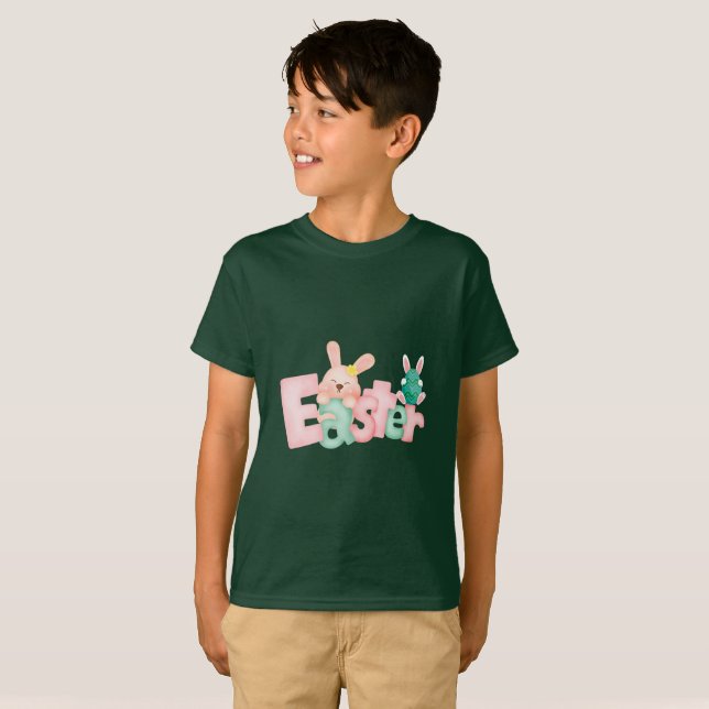 Camiseta Feliz deseo de Pascua - Graciosos besos conejitos (Anverso completo)