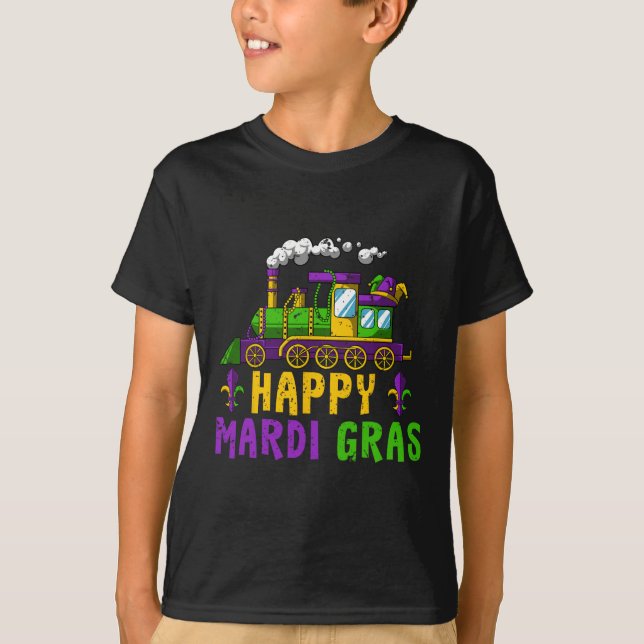 Camiseta Feliz desfile de carnaval Mardi Gras Jester (Anverso)