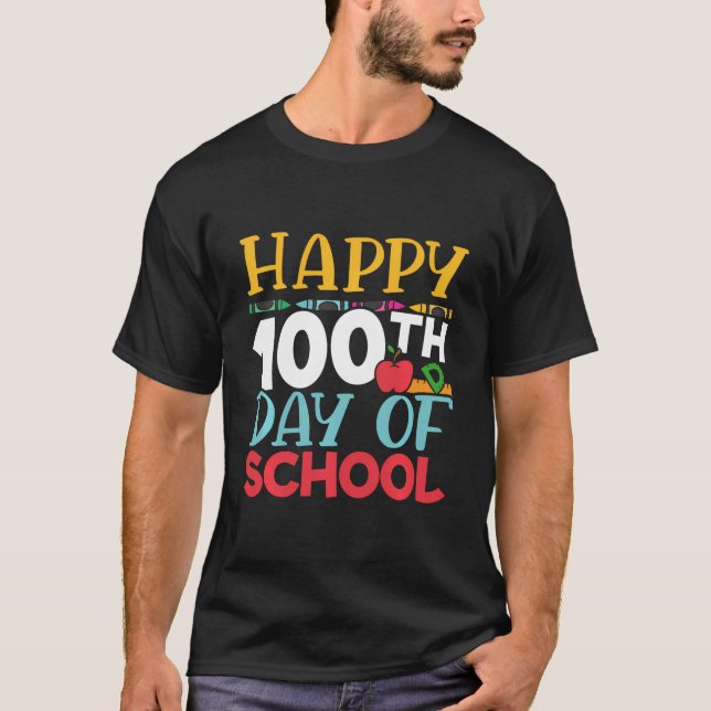 Camiseta Feliz Día 100 De Educador Estudiantil Escolar (Anverso)