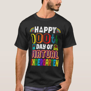 Camiseta Feliz Día 100 De Enseñanza Del Equipo Virtual De L