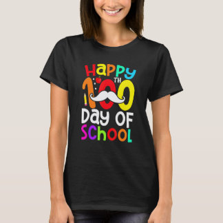 Camiseta Feliz Día 100 De Escuela Bigote Maestros Estudiant