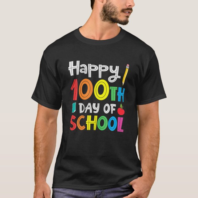 Camiseta Feliz Día 100 De Estudiante Escolar (Anverso)