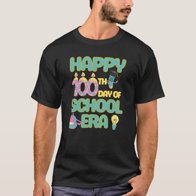 Camiseta Feliz Día 100 de la Era Escolar De Nuevo Gracioso (Anverso)