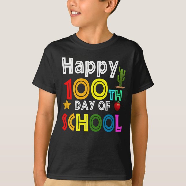 Camiseta feliz día 100 de la escuela para estudiantes de pr (Anverso)