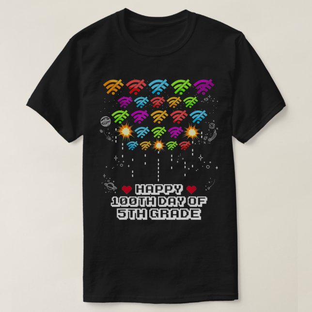 Camiseta Feliz Día 100 De La Escuela Virtual De Quinto Grad (Diseño del anverso)