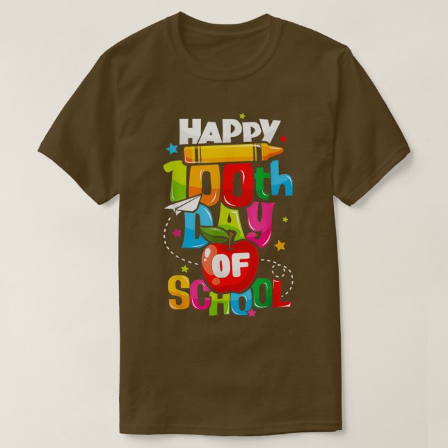 Camiseta feliz día 100 de la escuela y divertido 100 días i (Diseño del anverso)